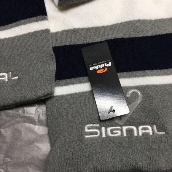 Signal Pukka Knit Scarf Navy Blue White Stripes New NWT One Size - Picture 4 of 11